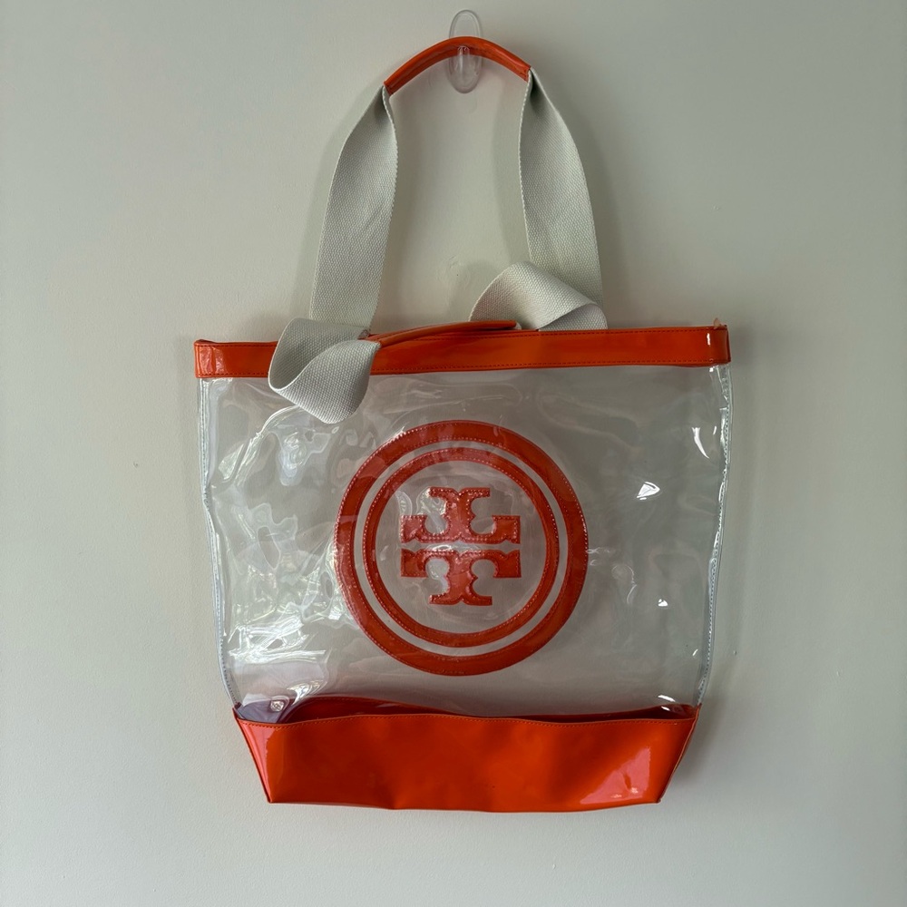 NEW clear  Tote Bag with Orange Accents